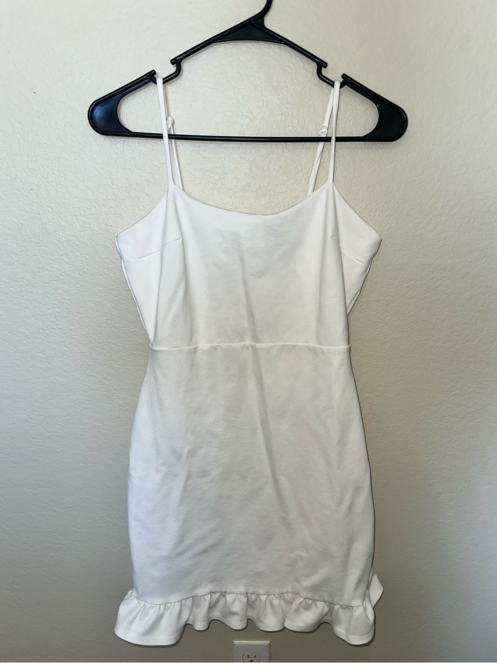 Lulus White Tight Mini Dress with Ruffle - Medium